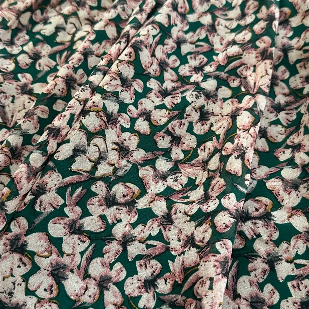 Lulu's Emerald Green and Pink Floral Dress, M - Picture 4 of 13